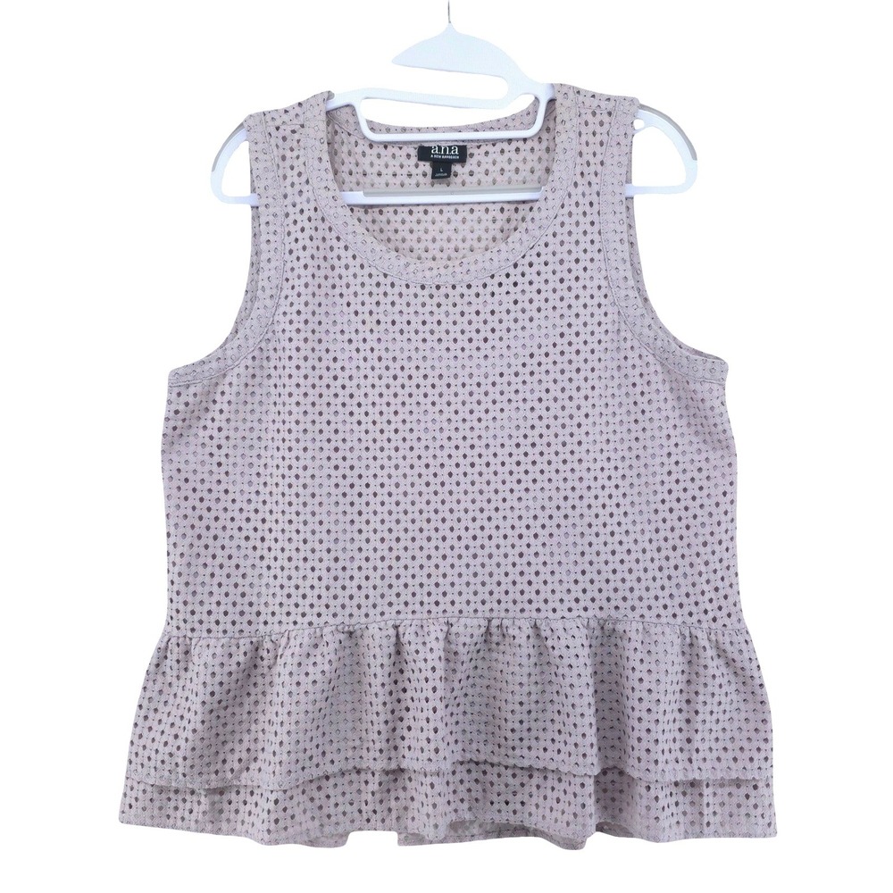a.n.a Top Size L Sleeveless Eyelet Peplum‎ Ruffle Hem Lavender Cottagecore